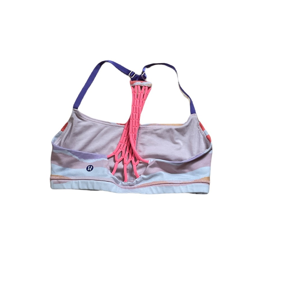 Lululemon Strappy Athletic Lightweight Stripe Sports Bra Running Athleisure Sz 4